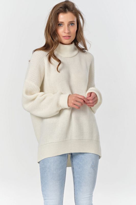 Milk high neck over-size knitted over-size sweater