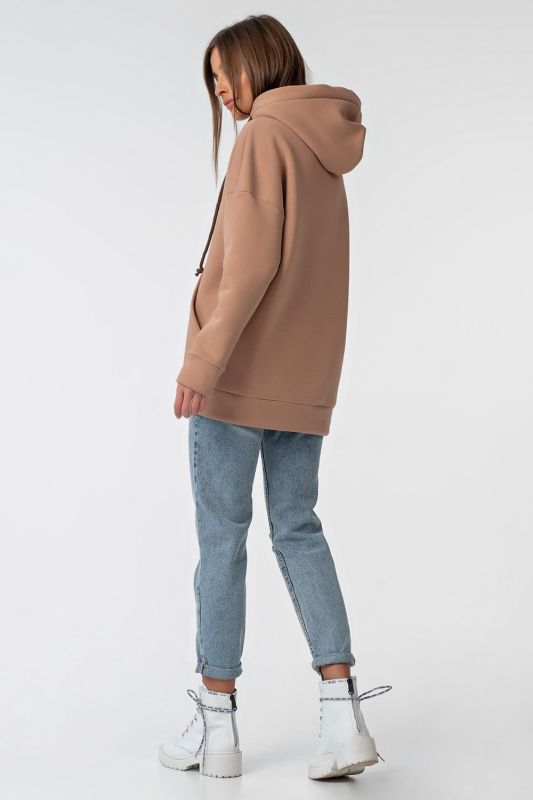 Warm hooded over-size hoodie made of futera beige