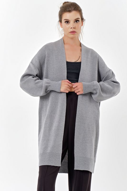 Long knitted cardigan in gray