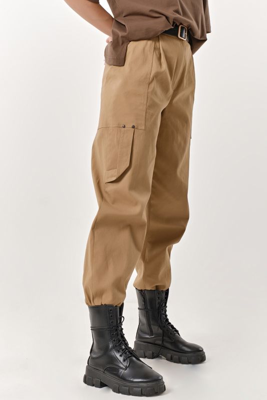 Sandy Cotton Cargo Trousers