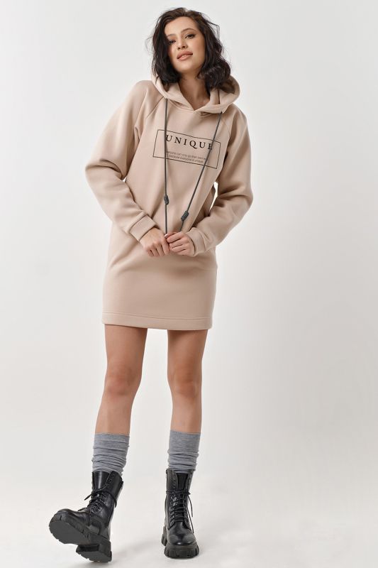 Beige fouter dress with fleece