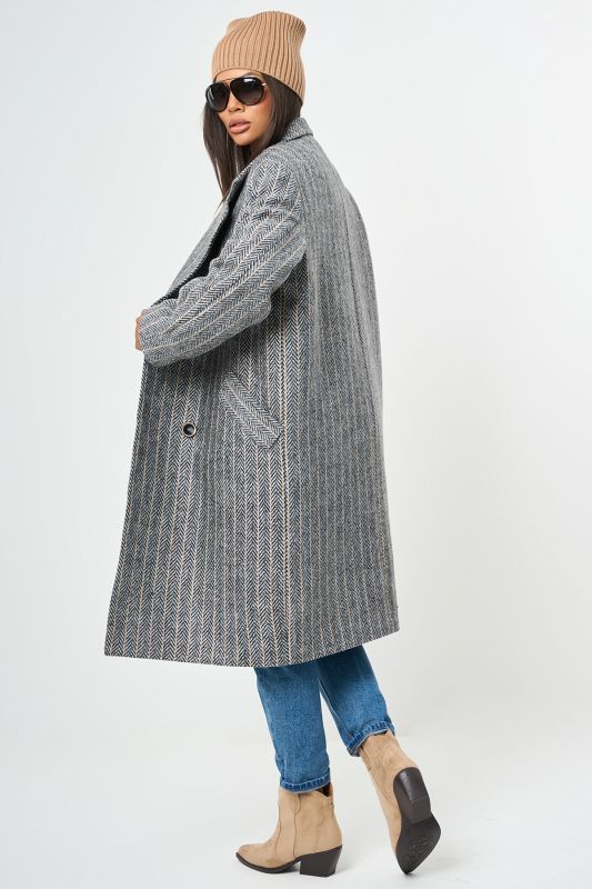 Coat semi-wool straight silhouette with insulated lining gray