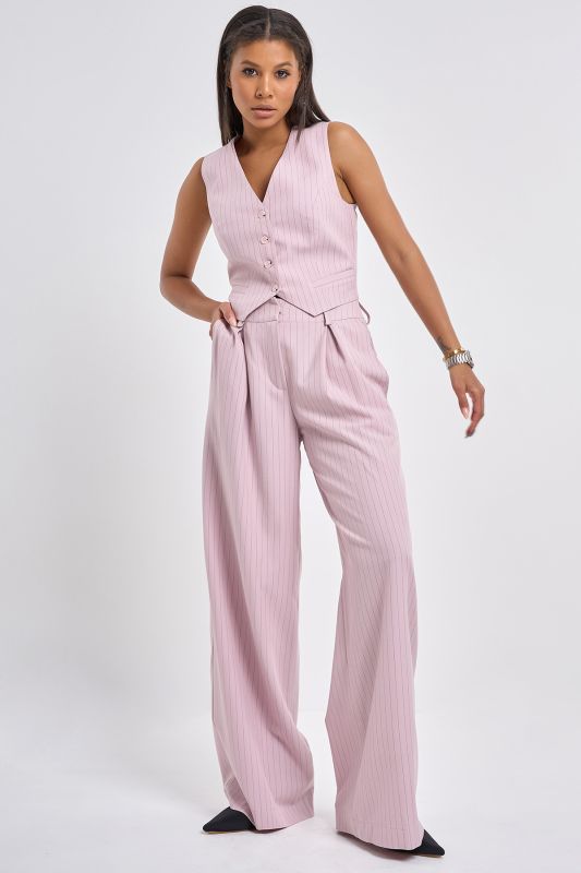 Milk pink pinstriped suit vest