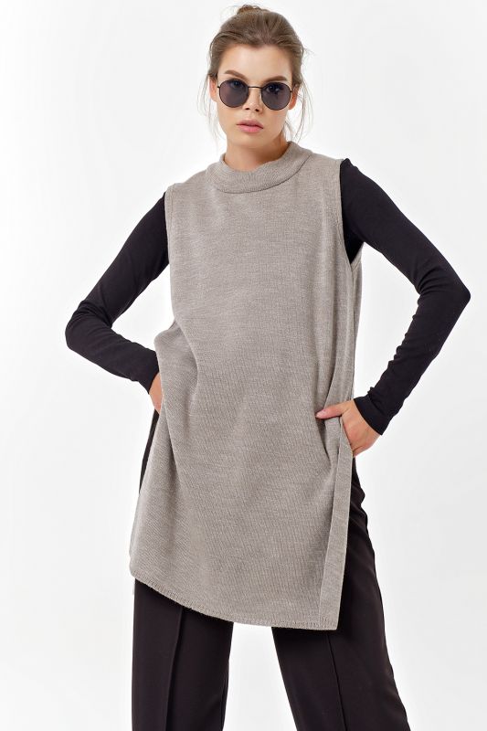 Dress-tunic of free silhouette melange light gray