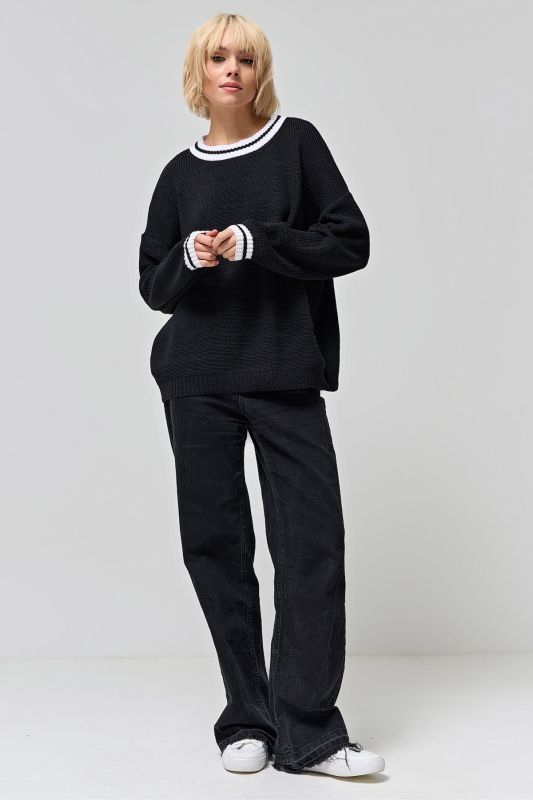 Black melange cotton knitted sweater