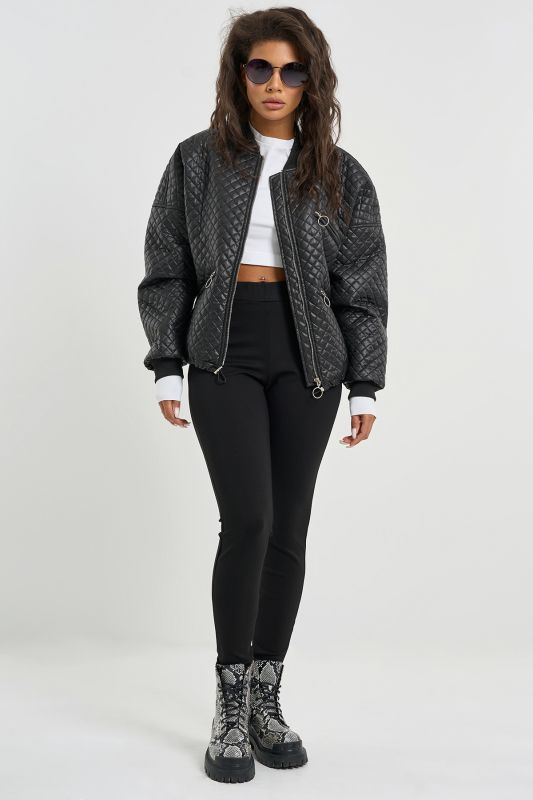 Short bomber made of quilted jacket fabric black