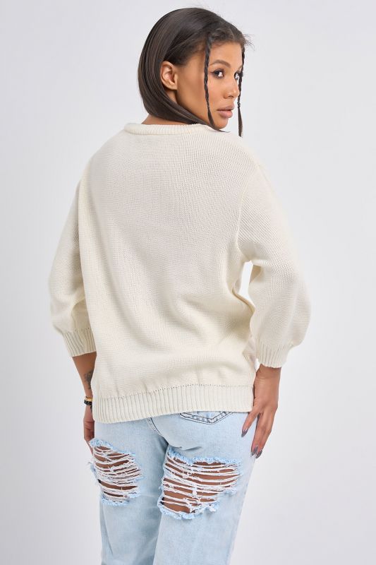 Knitted sweater with natural cotton in composition