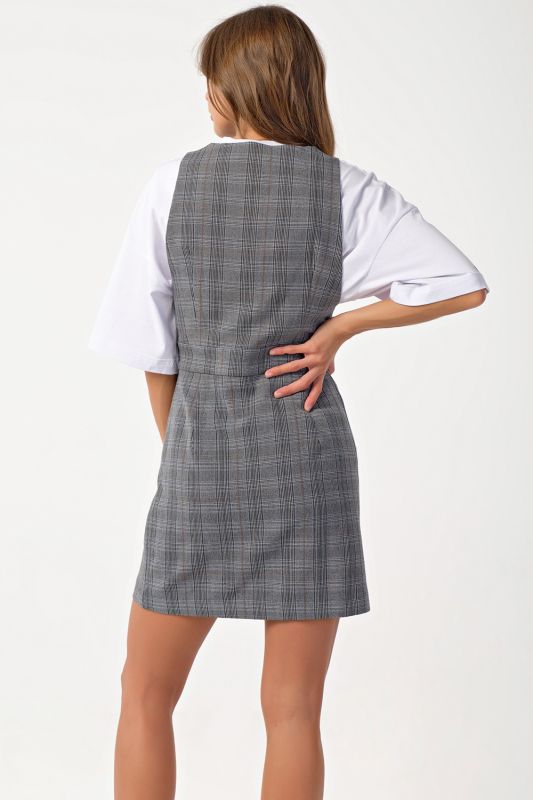 Office mini sundress in plaid gray