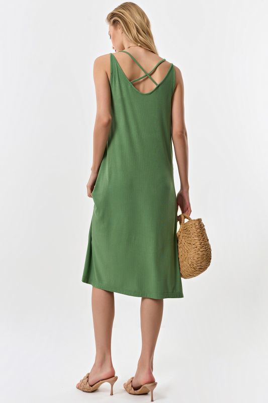 Green knitted summer midi dress