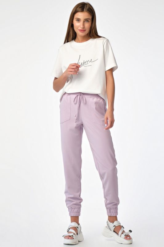 Summer sports pants with elastic band in purple