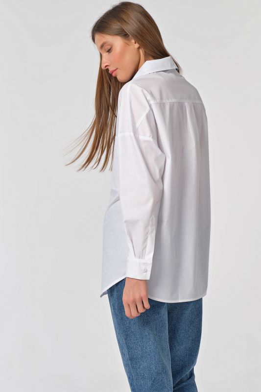 Classic basic long sleeve cotton long sleeve shirt in white