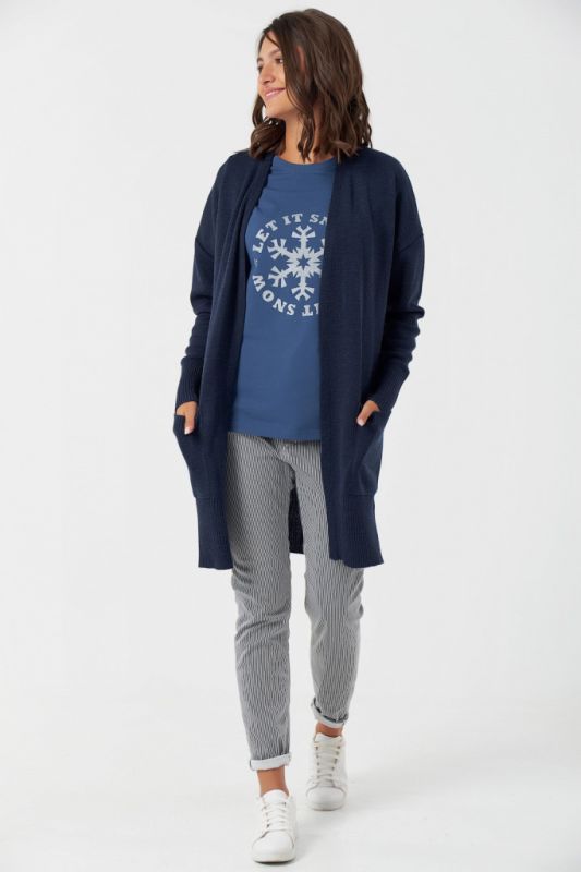 Knitted wool cardigan with pockets blue