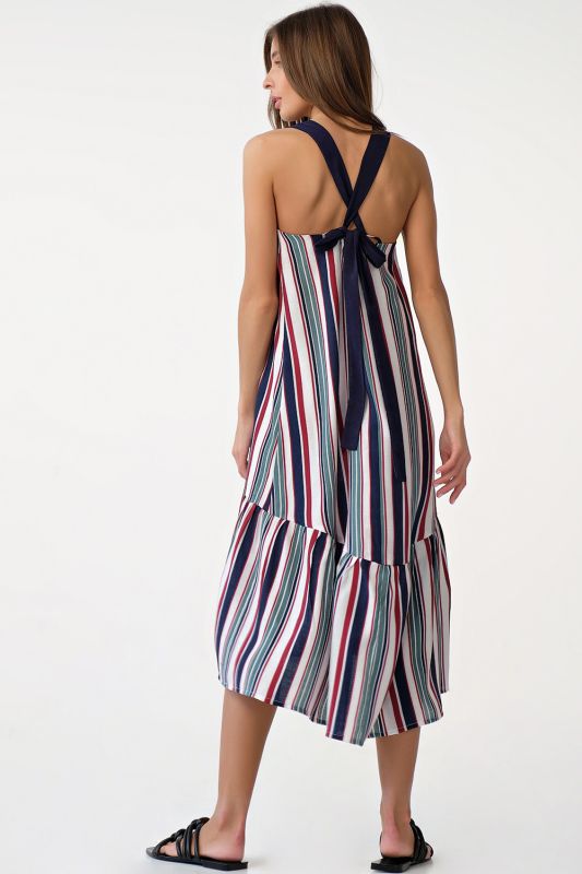 Summer striped summer dress on white