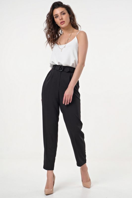 Black classic cropped straight pants