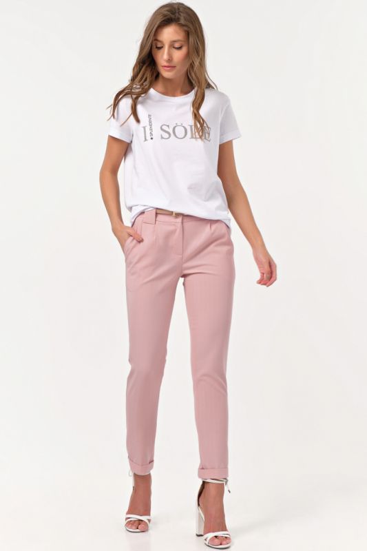 Summer slim pants for office pink