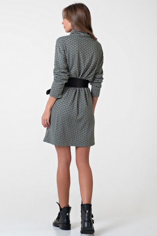 Short textured dress made of light green knitted fabric