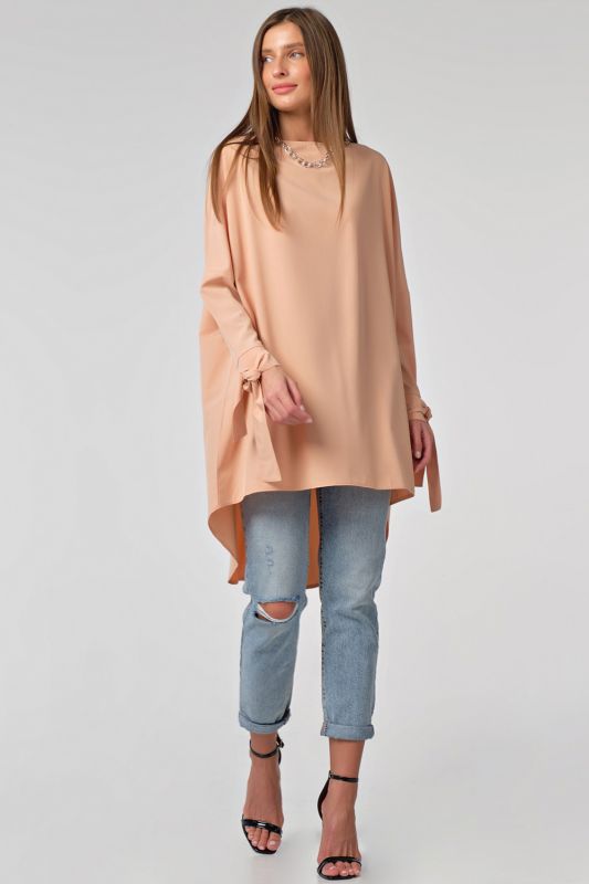 Peach long sleeve flared blouse with long sleeves