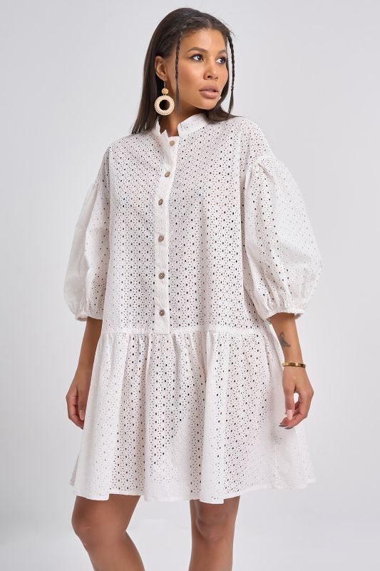 Summer dress with imitation cotton lace white