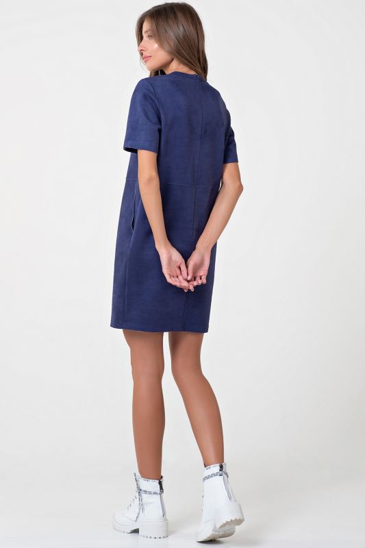 Short Sleeve Suede Dress Blue