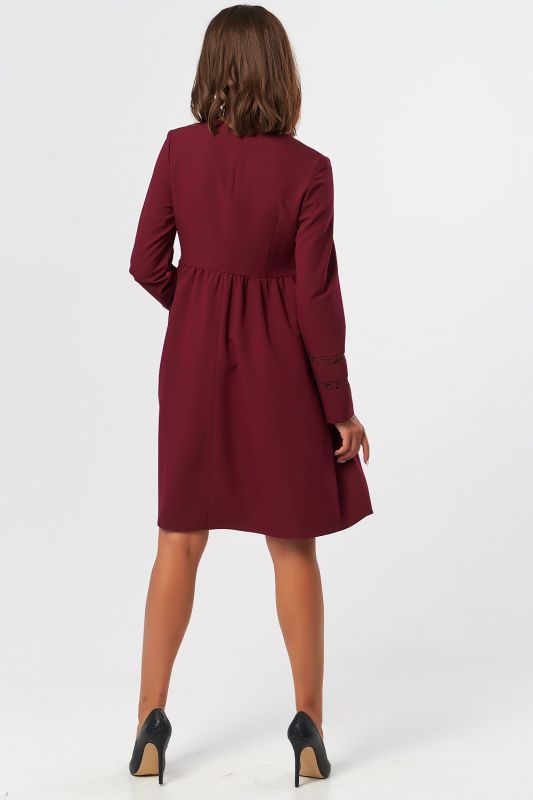 Casual loose long sleeve dress in wine