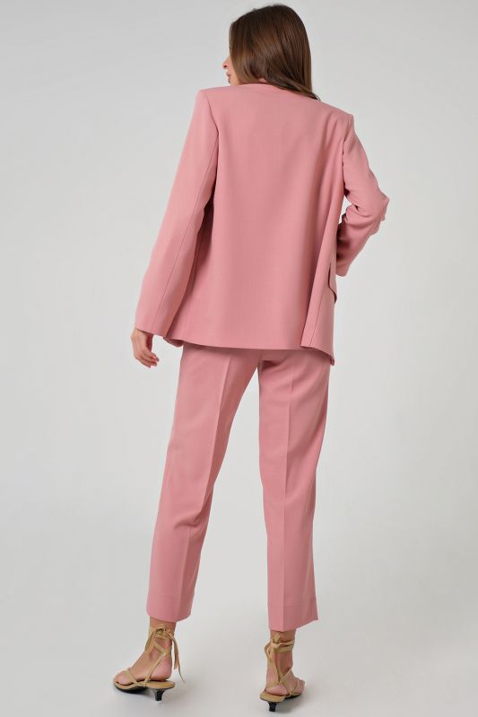 Classic summer suit with pants pink