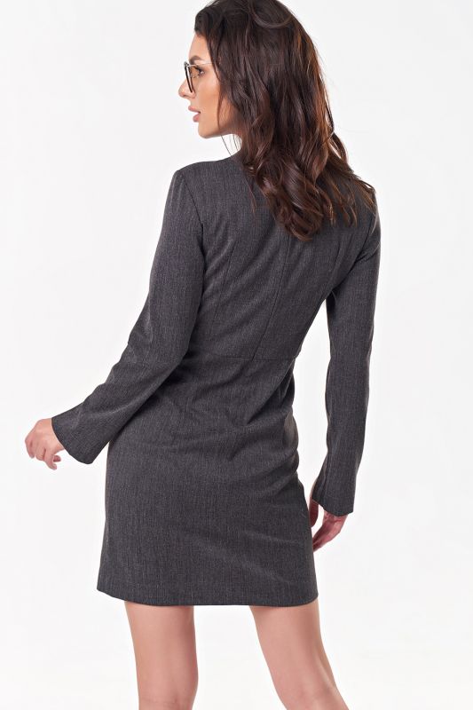 Graphite long sleeve short office dress with long sleeve