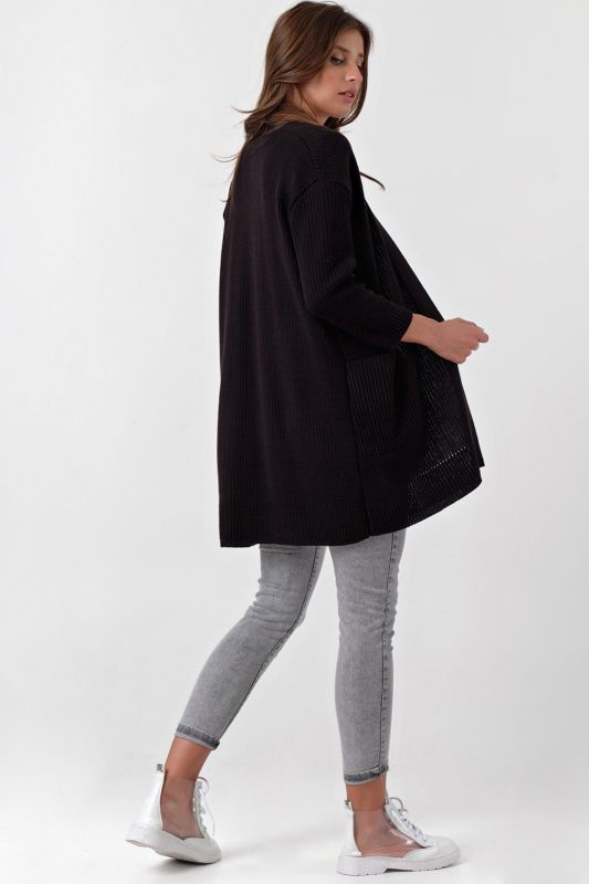 Knitted short cardigan with pockets black