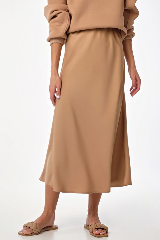 High-waisted flared skirt beige