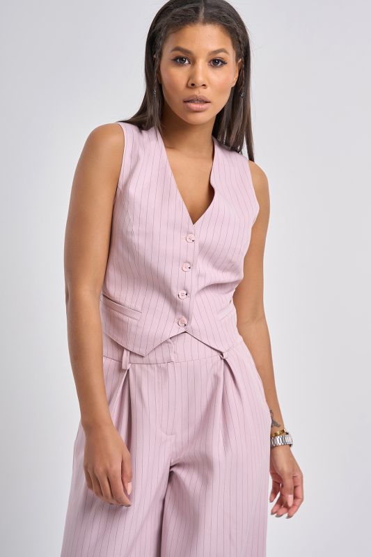 Milk pink pinstriped suit vest