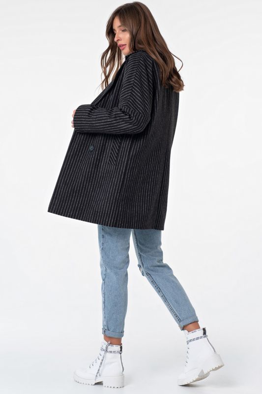 Black striped straight coat