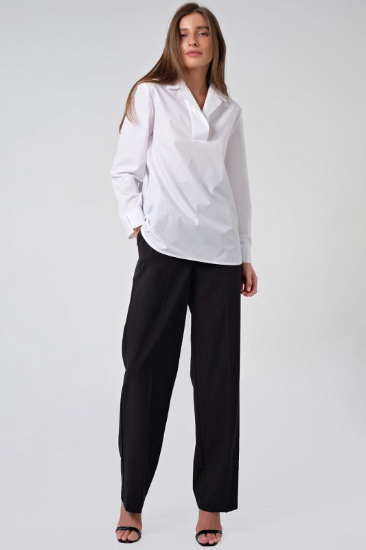 Long sleeve straight shirt without button white