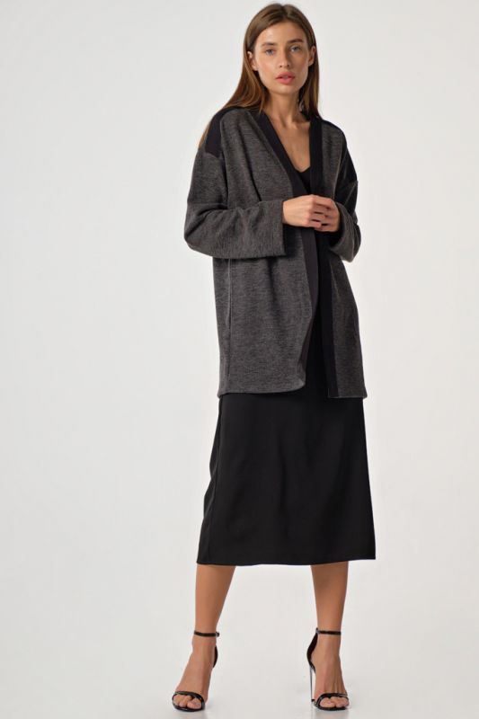 Long sleeve knitted cardigan made of cotton dark gray