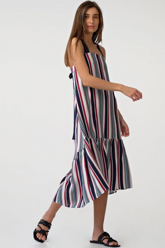 Summer striped summer dress on white