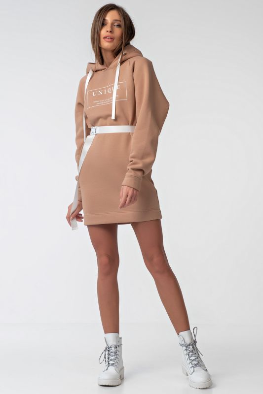 Beige fouter dress with fleece