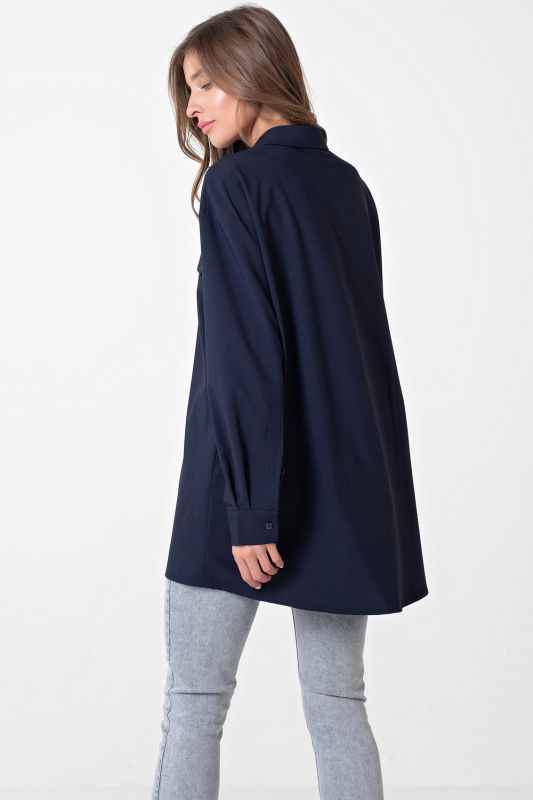 Long Straight Oversize Shirt Blue