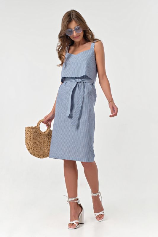 Lightweight striped cotton wide-strapped sundress on blue