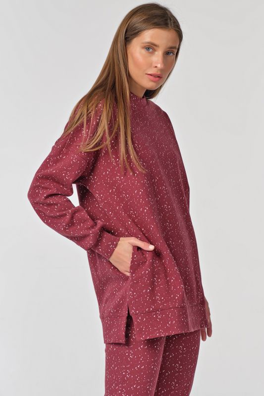 Casual over-size jersey burgundy speckled suit