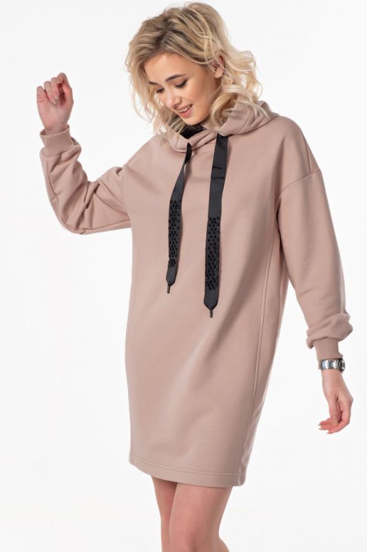 Dusty Rose Sporty Dress with Hooded Futer Hood