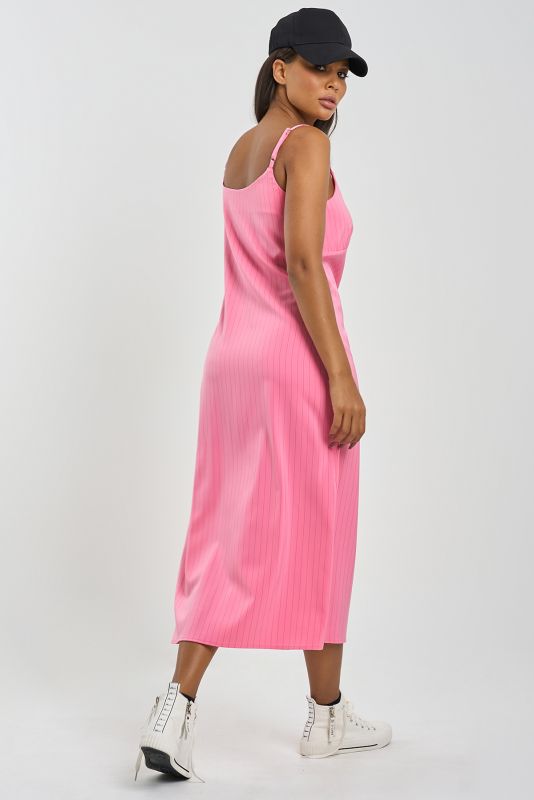 Pink striped midi combination dress