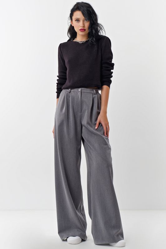 Grey palazzo pants with high waist