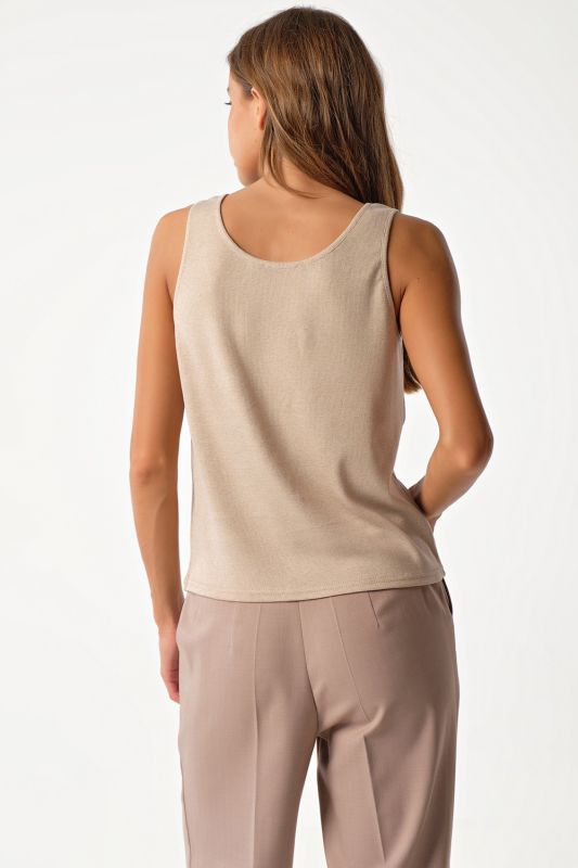 Viscose knitted top in beige