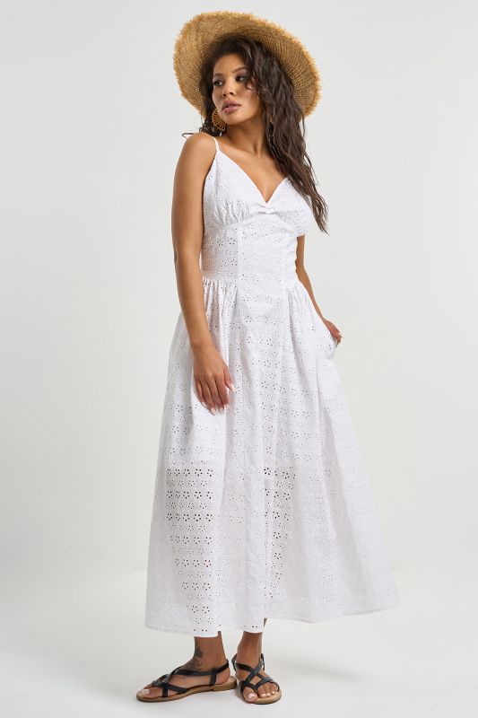 Summer sundress with imitation lace white