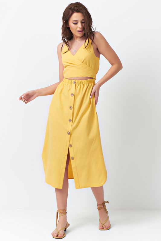 Cotton dress with cut-off waist yellow