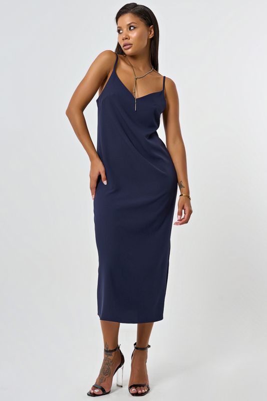 Lingerie-style flowing combination dress in navy blue