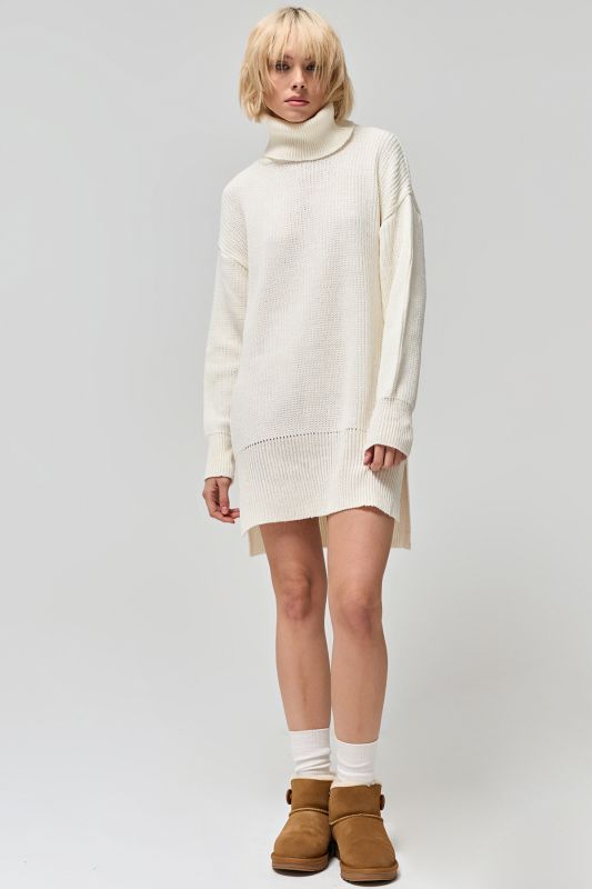 Knitted dress with cotton in composition milk color