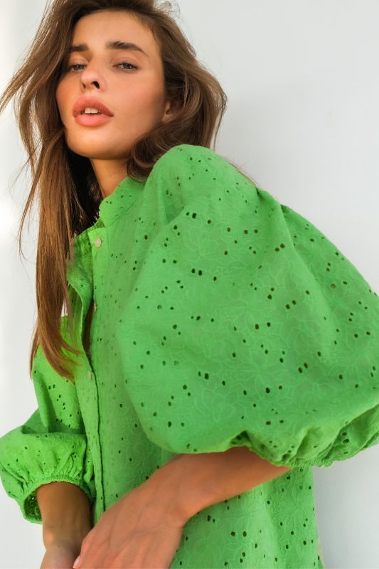 Cotton loose lace summer dress green