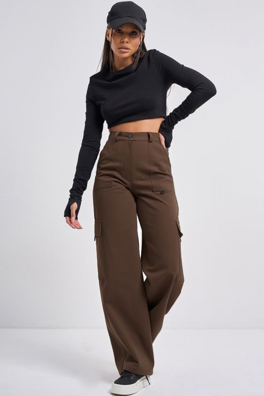 Straight cotton kargo pants brown