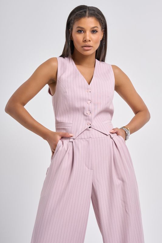 Milk pink pinstriped suit vest