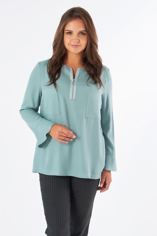 Mint long sleeve office blouse in large size