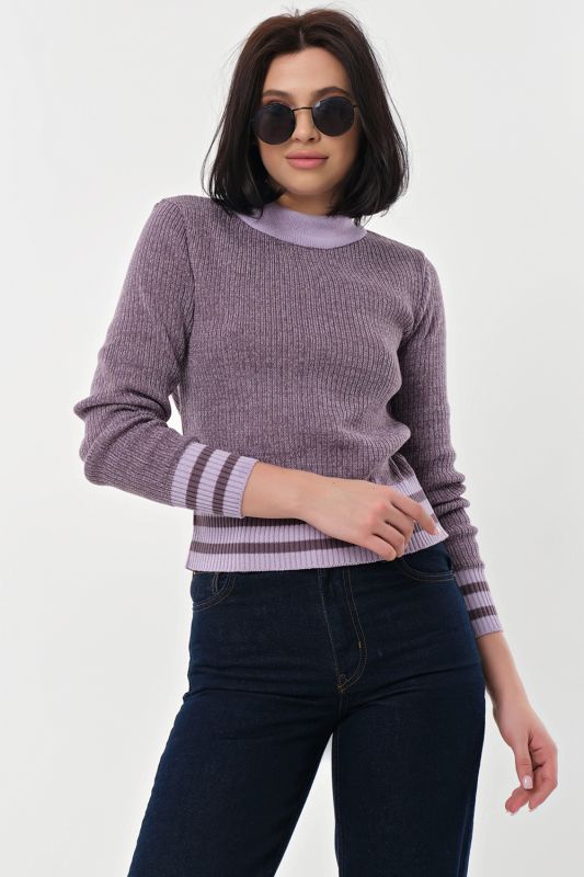 Short sweater with cotton in composition lavender